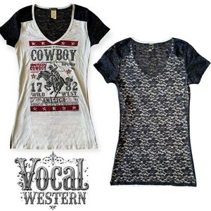 Vintage y2k western rodeo tee with studded rhinestone embellishments Small